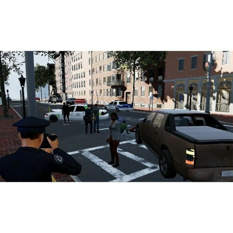Captura de pantalla de Police Simulator: Patrol Officers en Nintendo Switch mostrando una escena de patrullaje urbano