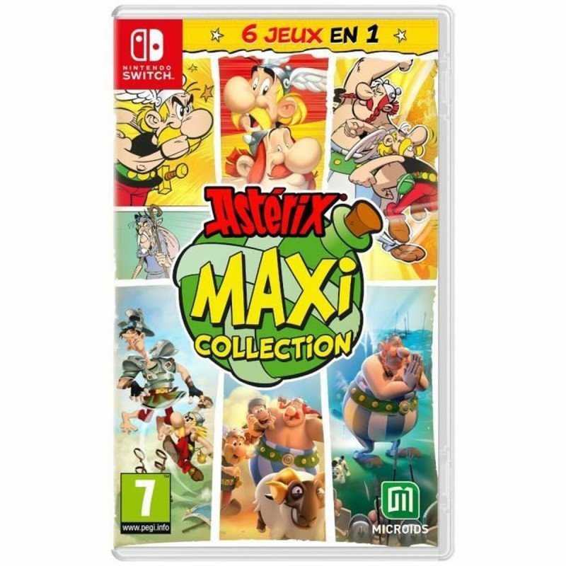 Portada del videojuego Asterix Maxi Collection para Nintendo Switch con personajes icónicos y coloridos