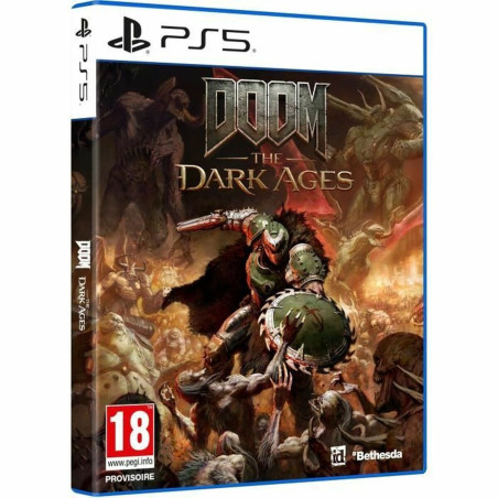 Portada del videojuego DOOM: THE DARK AGES para PlayStation 5 con diseño impactante y personajes emblemáticos
