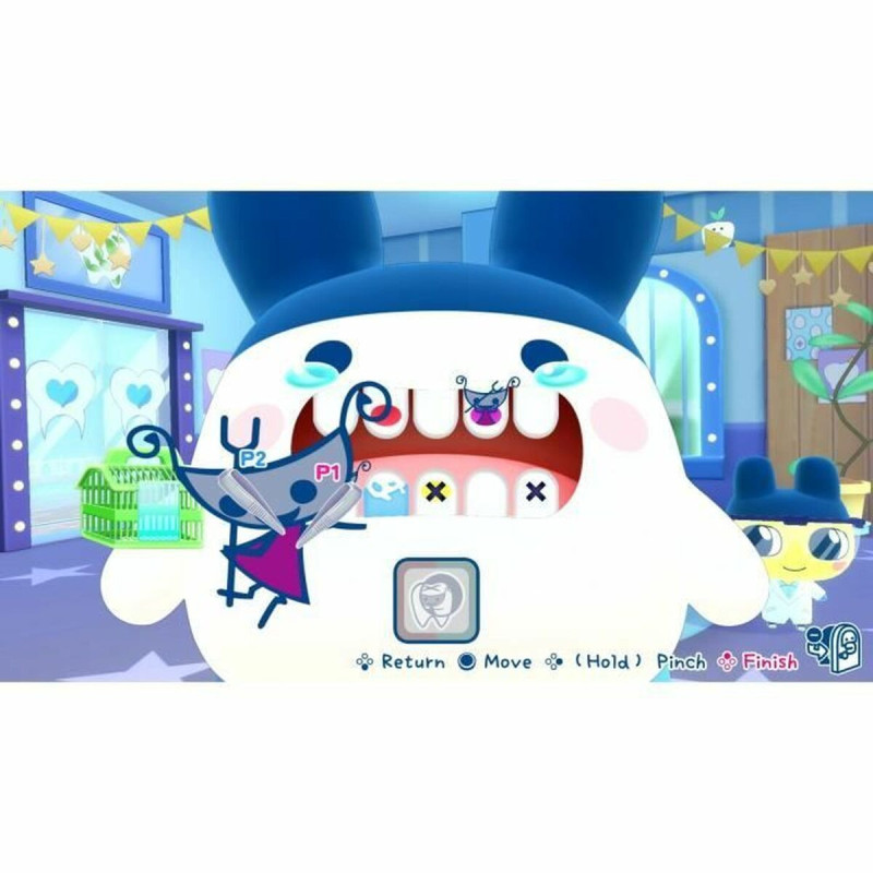 Captura de pantalla del videojuego Tamagotchi Plaza para Nintendo Switch mostrando la interfaz de juego