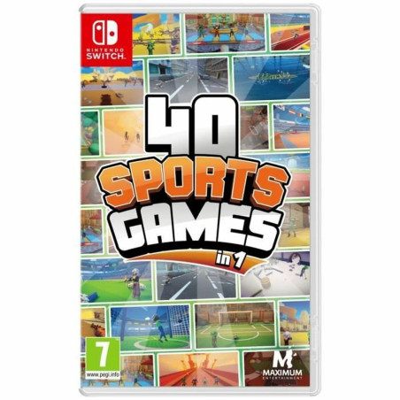 Portada del videojuego 40 Sports Games in 1 para Nintendo Switch con ilustraciones de diversos deportes