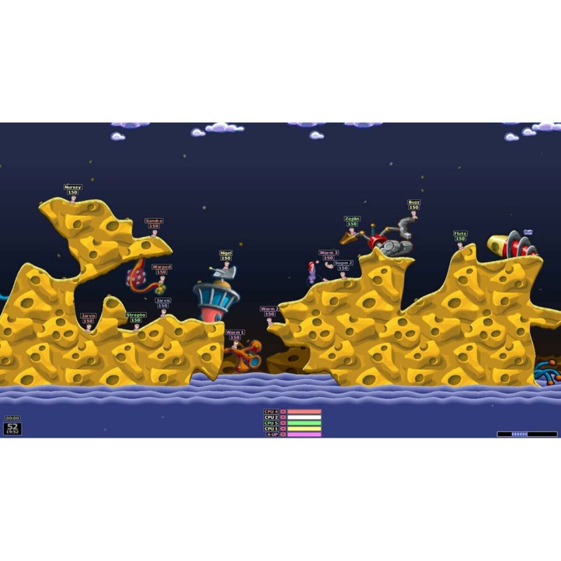 Captura de pantalla de Worms Armageddon Anniversary Edition para PlayStation 5 mostrando acción del juego