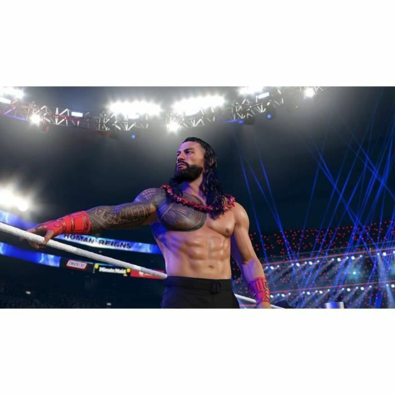 Captura de pantalla del videojuego WWE 2K23 para Nintendo Switch mostrando una emocionante pelea en el ring