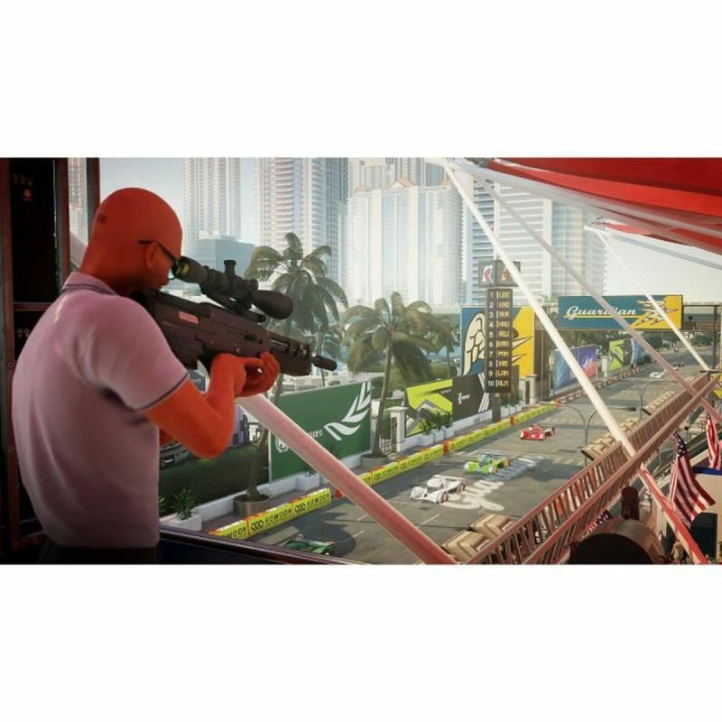 Captura de pantalla de Hitman: World of Assassination para Nintendo Switch mostrando una escena de sigilo