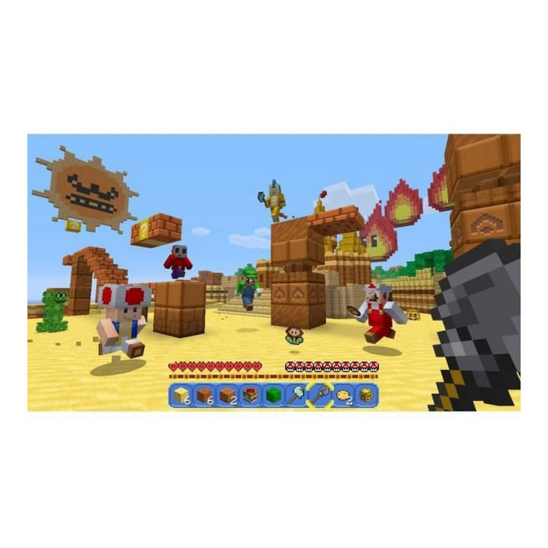 Captura de pantalla de Minecraft en Nintendo Switch mostrando el mundo en 3D y sus gráficos coloridos