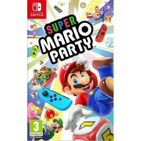 Portada del videojuego Super Mario Party para Nintendo Switch con personajes icónicos y coloridos.