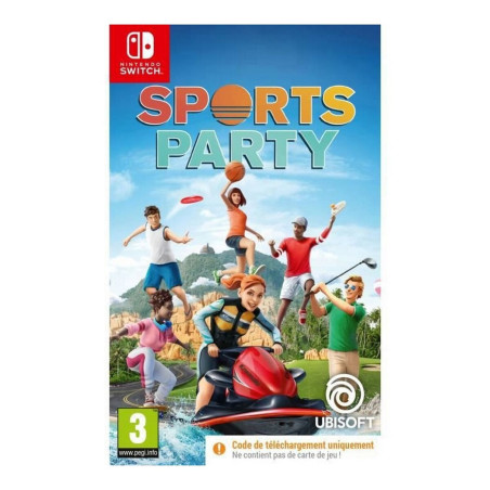 Portada del videojuego Sports Party para Nintendo Switch con personajes disfrutando de diversas actividades deportivas