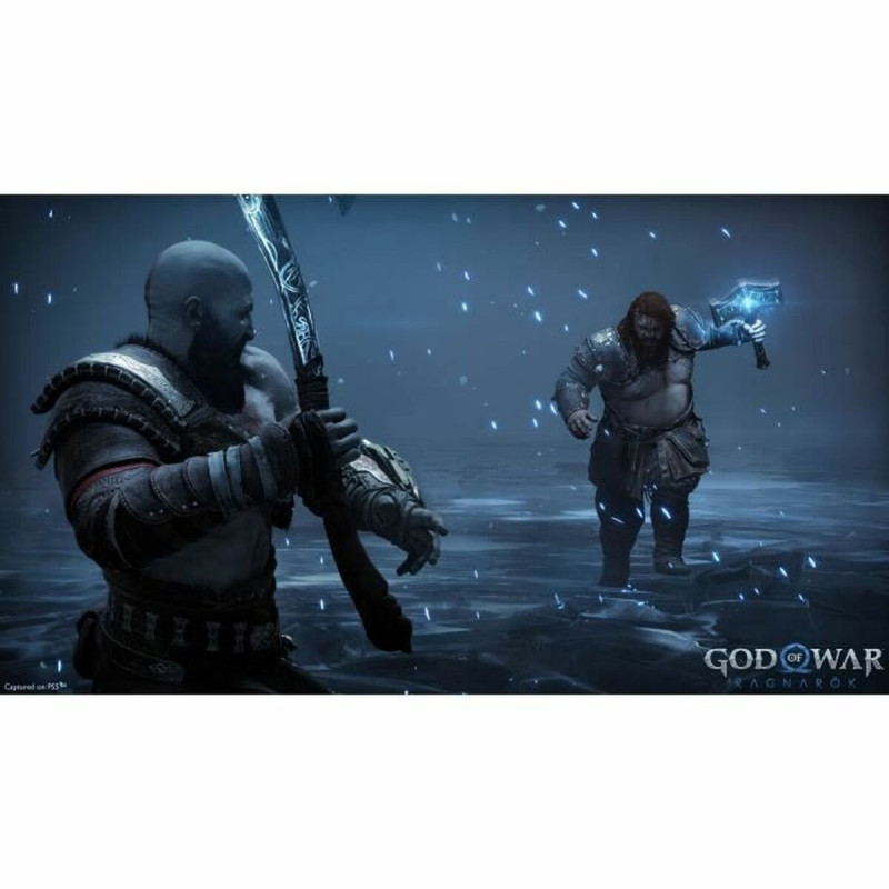 Portada de God of War: Ragnarök para PlayStation 5 mostrando a Kratos y Atreus en acción