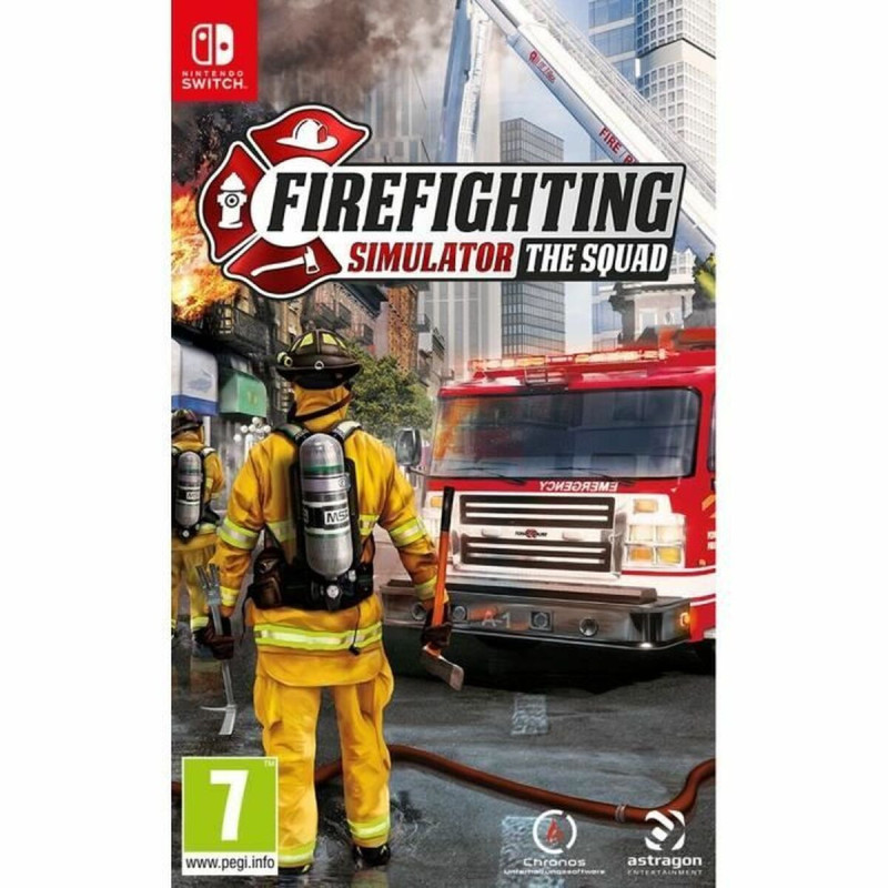 Portada de Firefighting Simulator: The Squad para Nintendo Switch mostrando acción y equipos de bomberos.