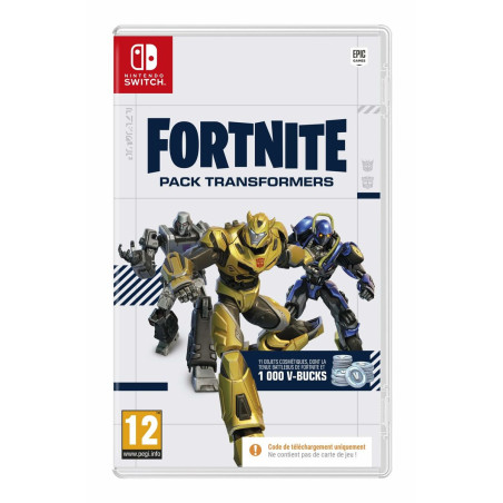 Portada del videojuego Fortnite Pack Transformers para Nintendo Switch con personajes y acción vibrante