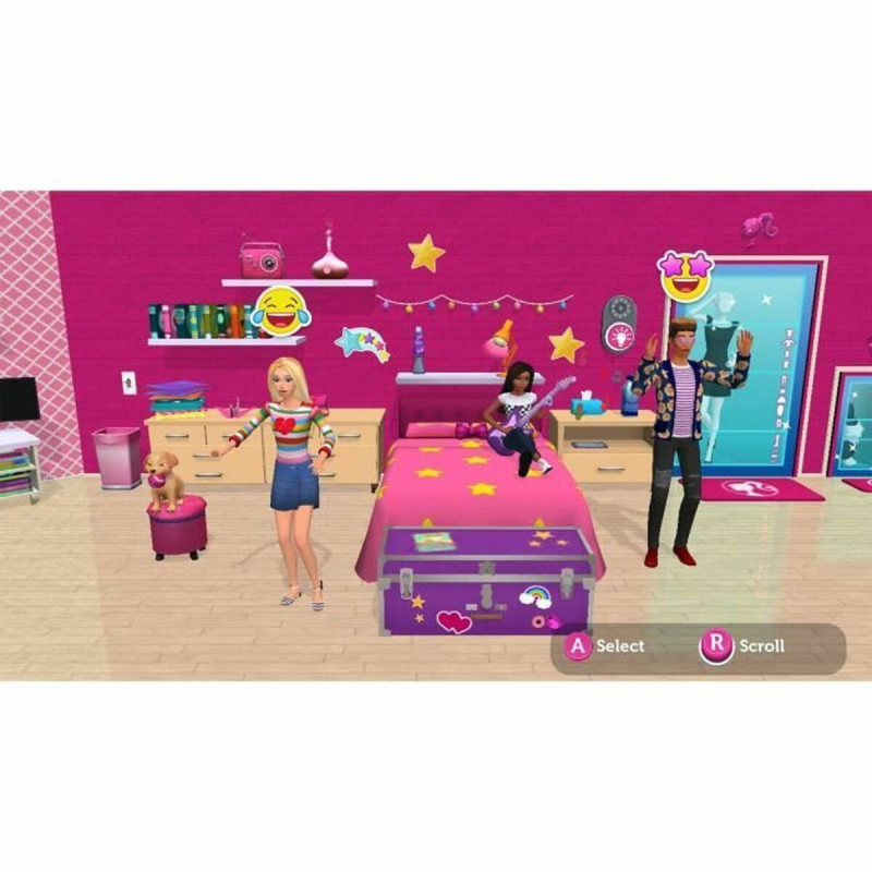 Captura de pantalla de Barbie Dreamhouse Adventures en Nintendo Switch mostrando la casa de Barbie