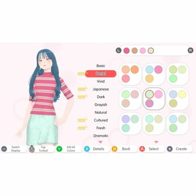 Captura de pantalla del videojuego Fashion Dreamer para Nintendo Switch en posición 3 mostrando un diseño de moda.