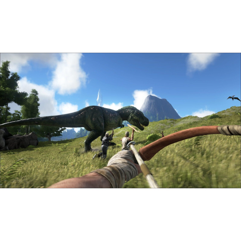 Captura de pantalla del gameplay de ARK: SURVIVAL EVOLVED para PlayStation 4 mostrando acción en el mundo prehistórico.