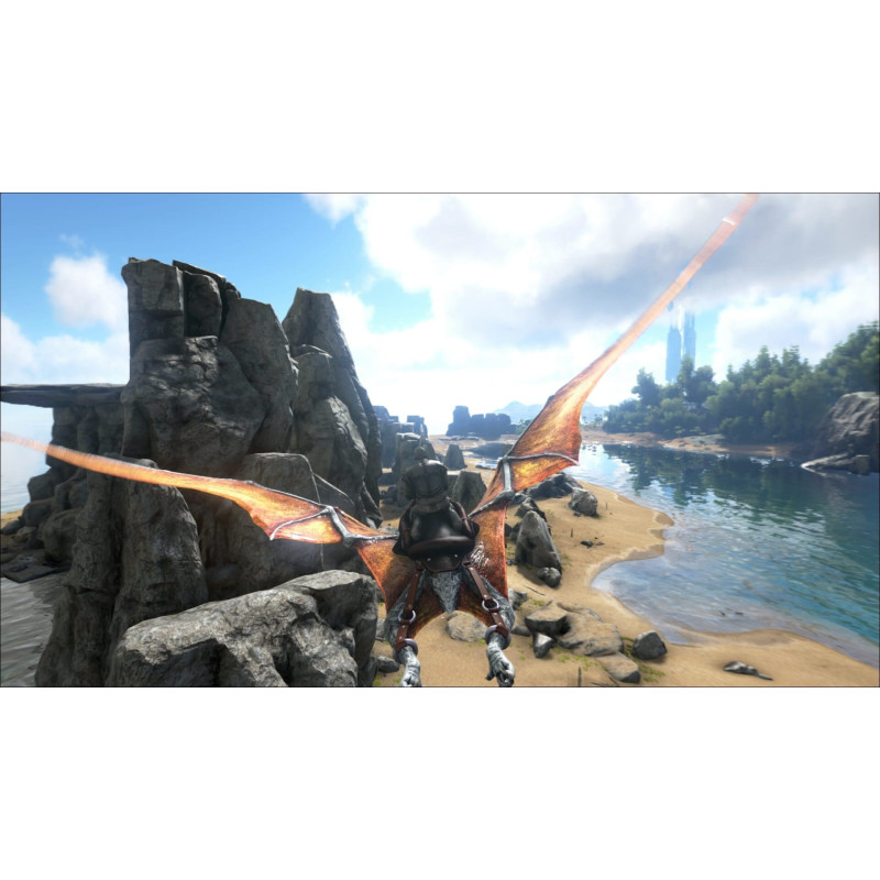 Captura de pantalla del gameplay de ARK: SURVIVAL EVOLVED para PlayStation 4 mostrando acción en el mundo prehistórico.