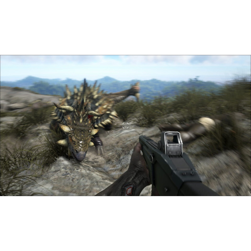 Captura de pantalla del gameplay de ARK: SURVIVAL EVOLVED para PlayStation 4 mostrando acción en el mundo prehistórico.