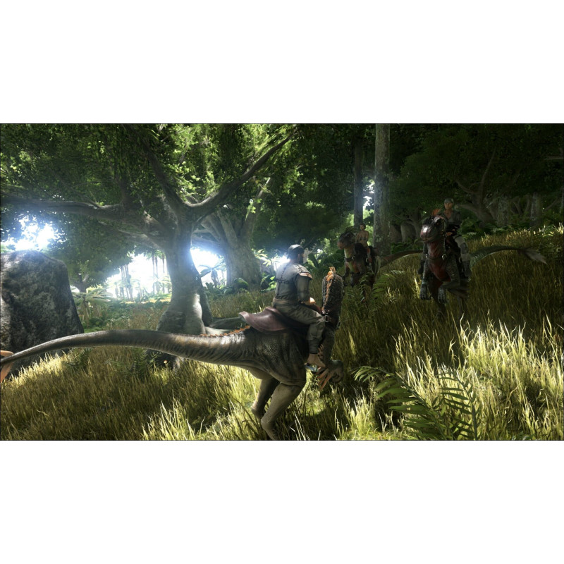 Captura de pantalla del gameplay de ARK: SURVIVAL EVOLVED para PlayStation 4 mostrando acción en el mundo prehistórico.