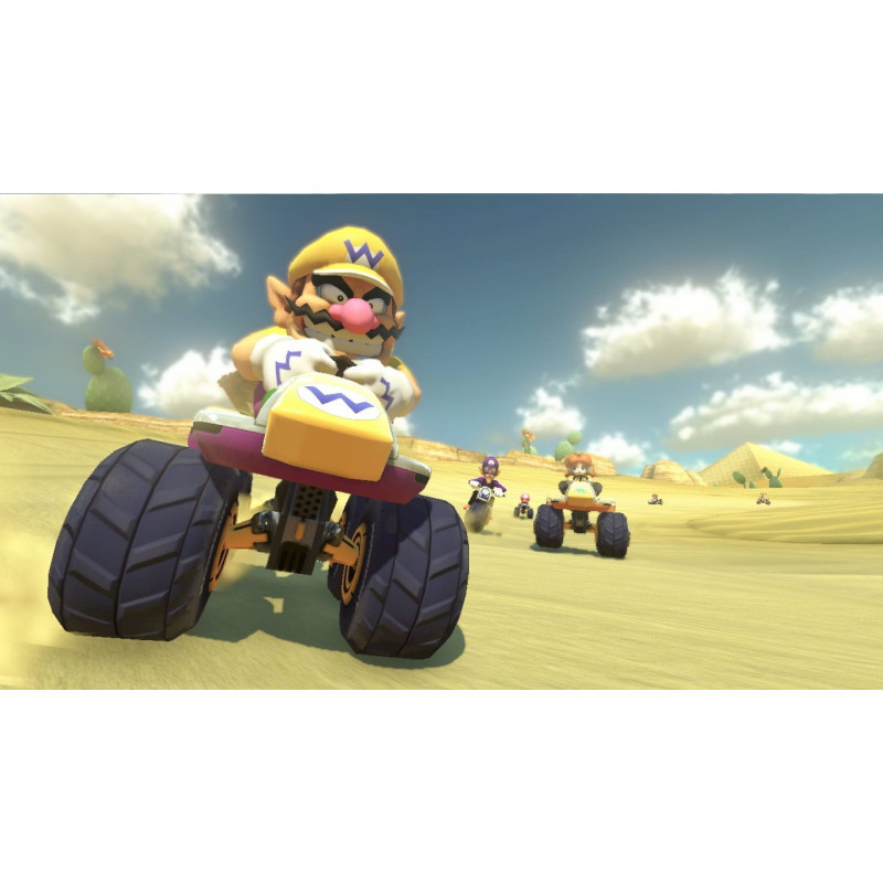 Captura de pantalla del gameplay de Mario Kart 8 Deluxe para Nintendo Switch mostrando una emocionante carrera