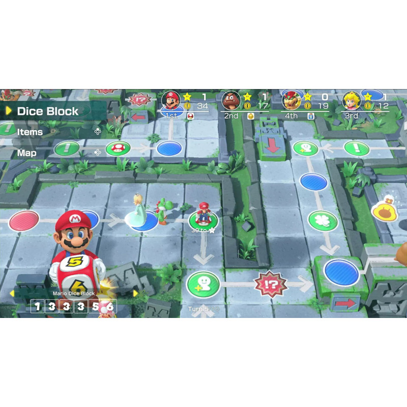 Captura de pantalla del gameplay de Super Mario Party para Nintendo Switch mostrando una divertida partida entre amigos