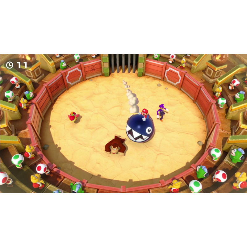 Captura de pantalla del gameplay de Super Mario Party para Nintendo Switch mostrando una divertida partida entre amigos