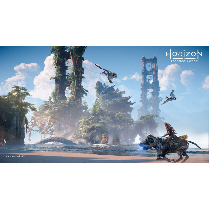 Captura de pantalla del gameplay de Horizon Forbidden West para PlayStation 4 mostrando acción y gráficos impresionantes