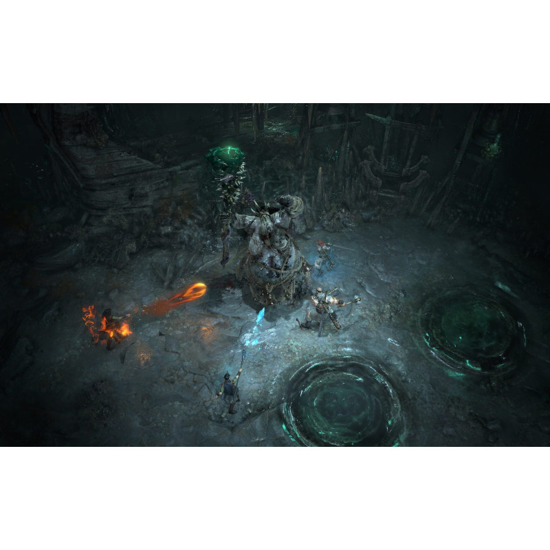 Captura de pantalla del gameplay de Diablo IV en PlayStation 5 mostrando acción intensa y gráficos detallados