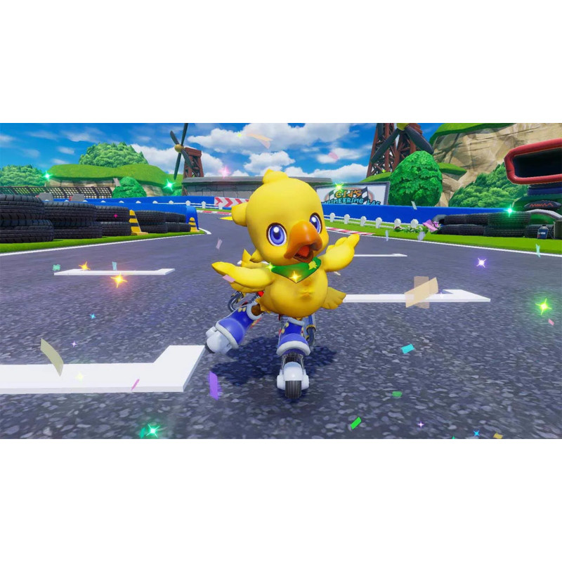 Captura de pantalla del gameplay de Nintendo CHOCOBO GP para Nintendo Switch mostrando acción en carrera