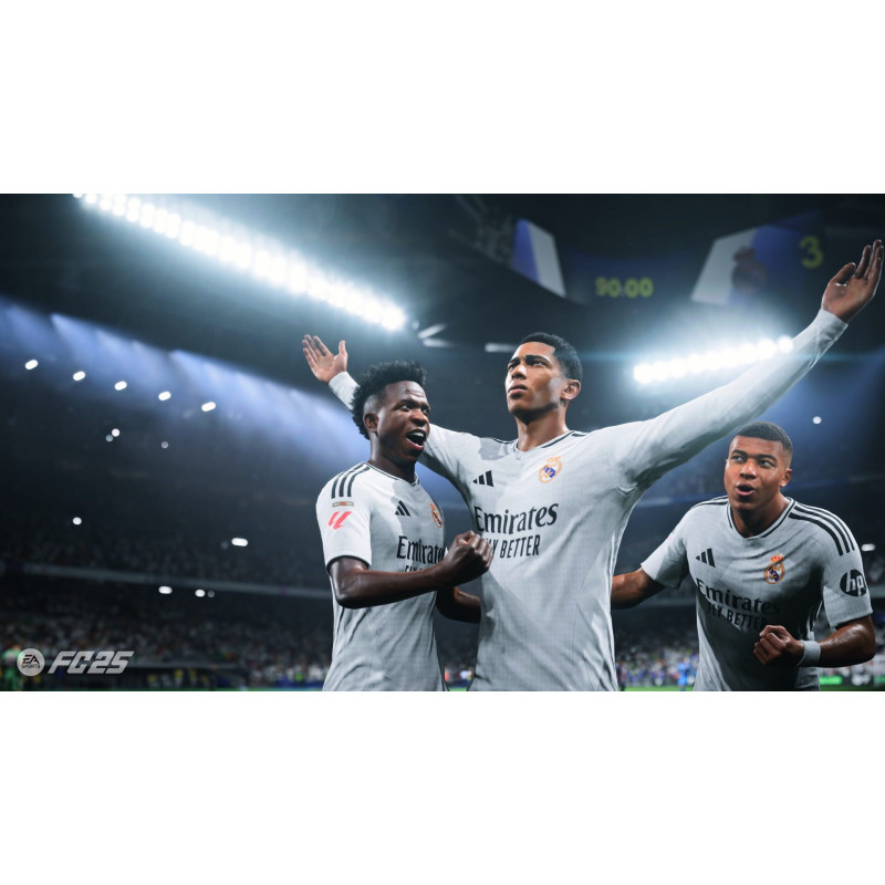 Captura de pantalla del gameplay del videojuego FC 25 para Nintendo Switch mostrando acción en el campo.