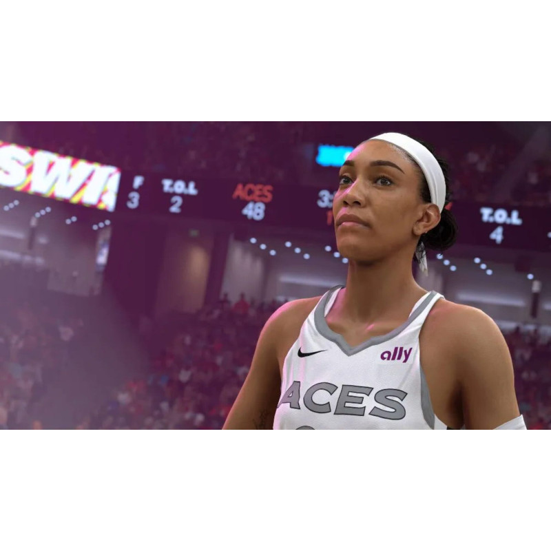 Captura de pantalla del gameplay de NBA 2K25 en Nintendo Switch mostrando acción en la cancha