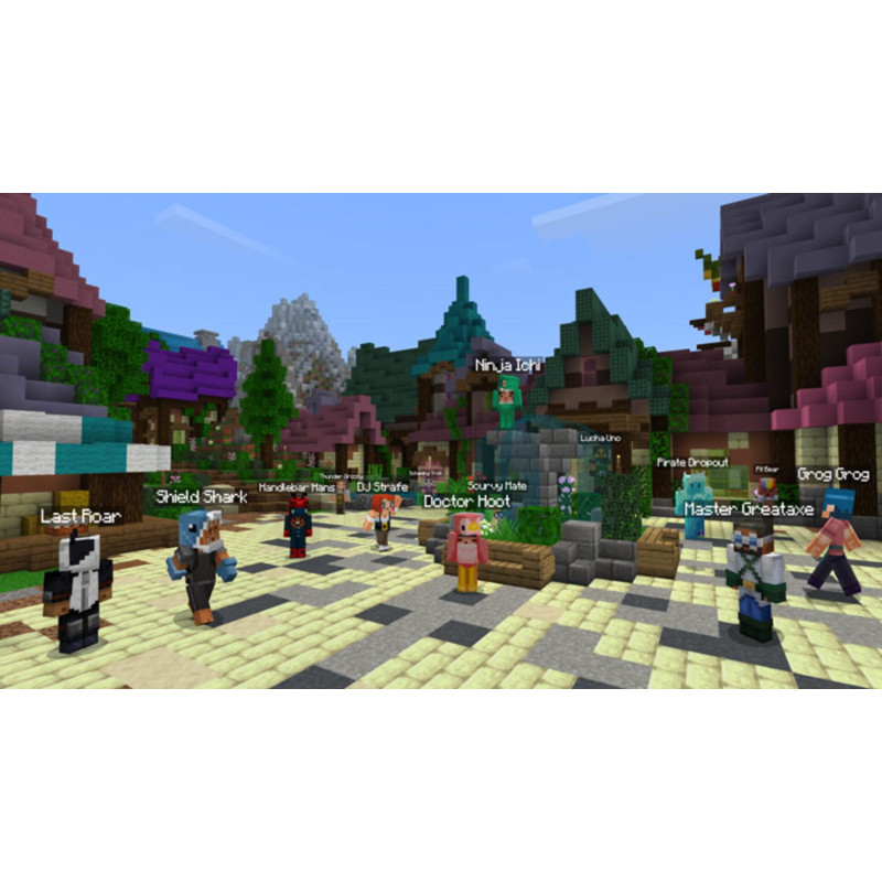 Captura de pantalla del gameplay de Minecraft en Nintendo Switch mostrando construcción y exploración