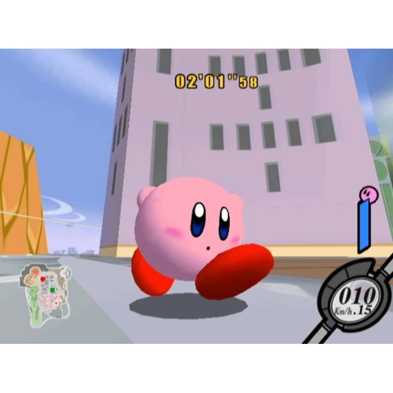 Captura de pantalla del gameplay de Kirby Air Riders para Nintendo Switch mostrando acción en el juego.